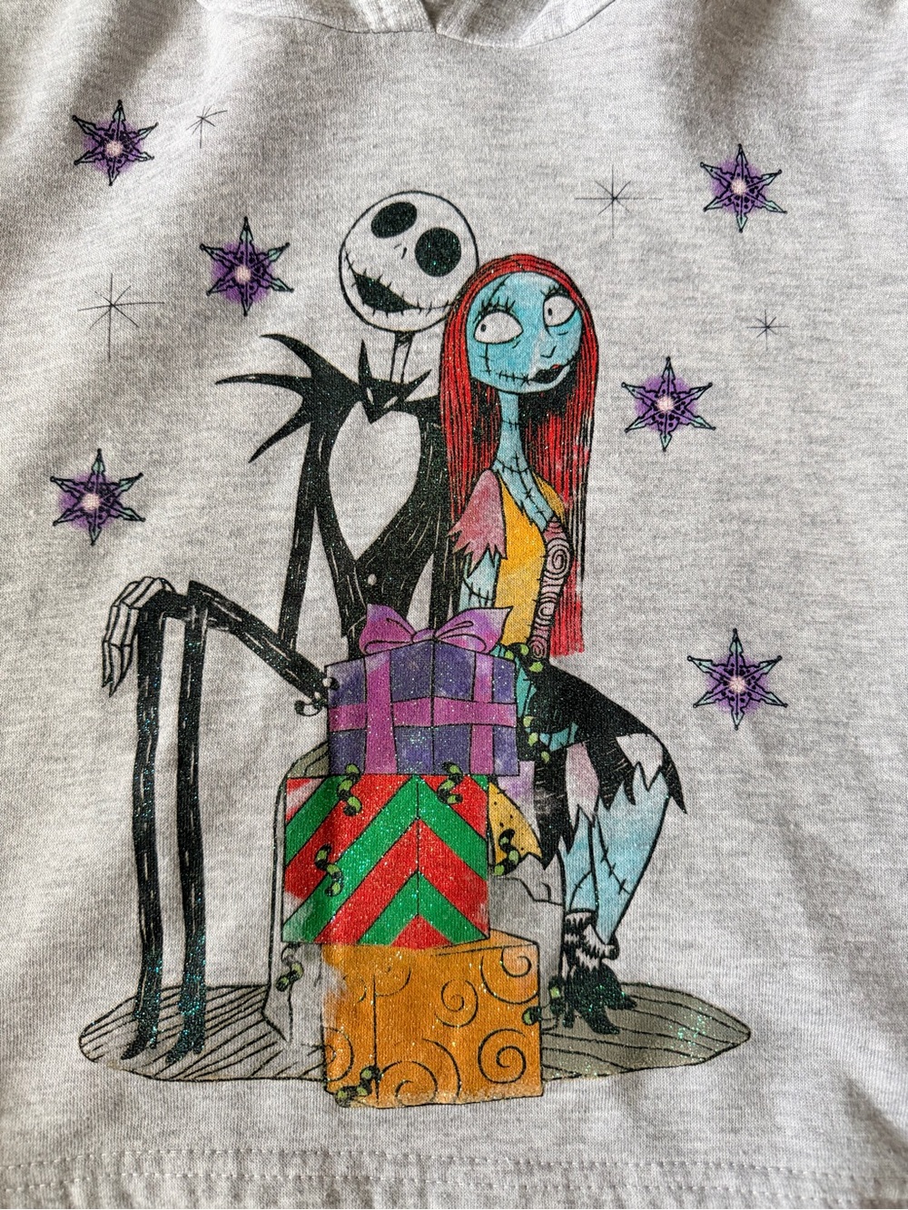 Disney The Nightmare Before Christmas Jack & Sally Light Grey Pullover Hoodie - Picture 4 of 6
